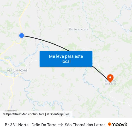 Br-381 Norte | Grão Da Terra to São Thomé das Letras map