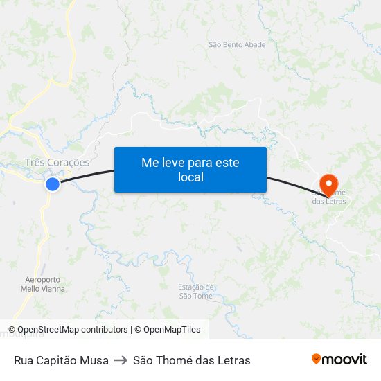 Rua Capitão Musa to São Thomé das Letras map