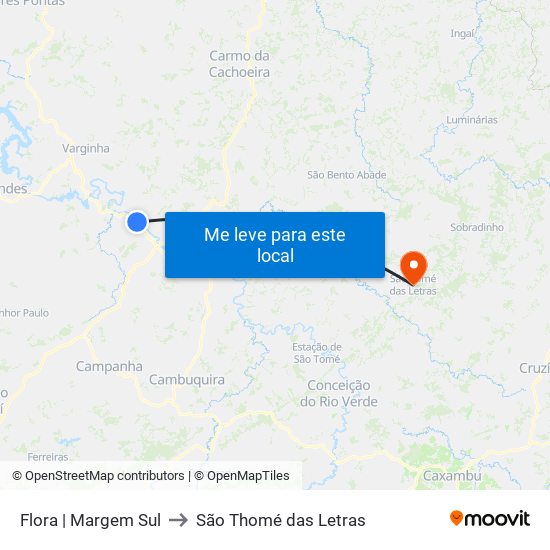 Flora | Margem Sul to São Thomé das Letras map