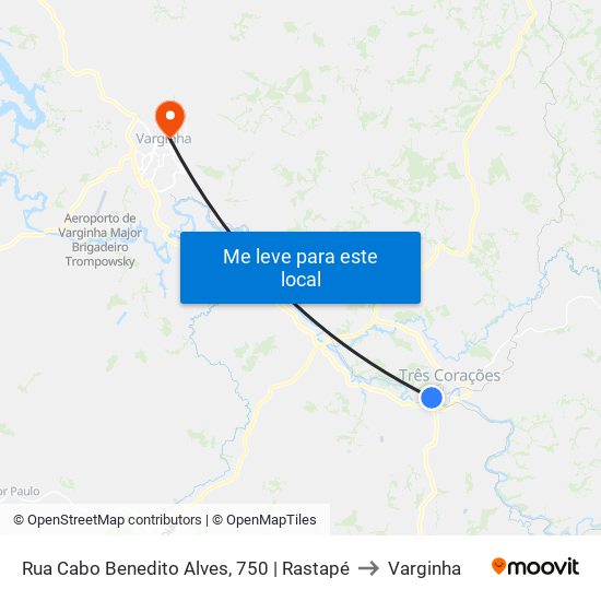 Rua Cabo Benedito Alves, 750 | Rastapé to Varginha map