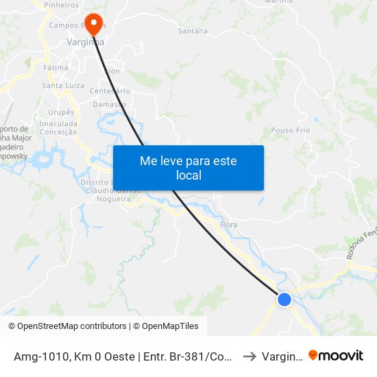 Amg-1010, Km 0 Oeste | Entr. Br-381/Coca-Cola to Varginha map