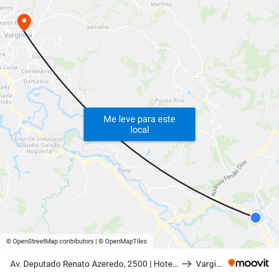 Av. Deputado Renato Azeredo, 2500 | Hotel Medieval to Varginha map