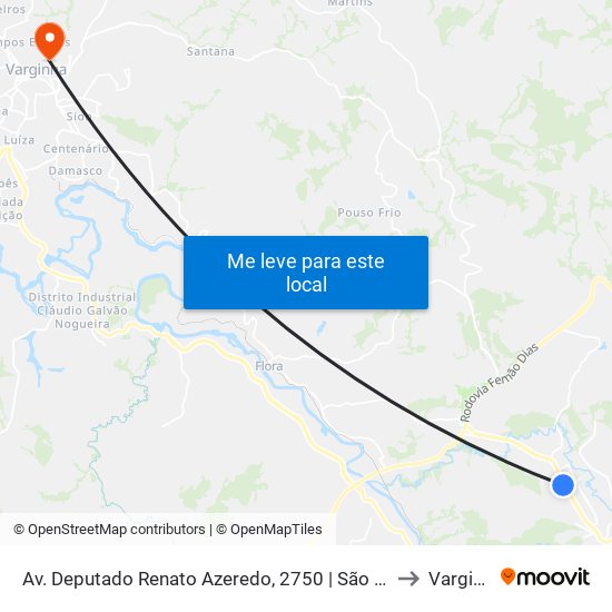 Av. Deputado Renato Azeredo, 2750 | São Cristóvão to Varginha map