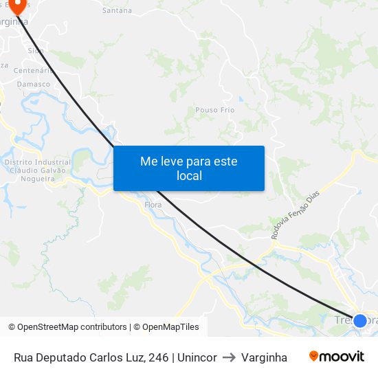 Rua Deputado Carlos Luz, 246 | Unincor to Varginha map