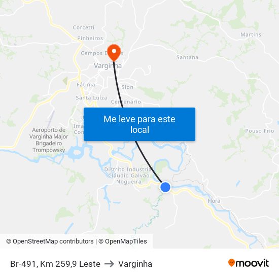Br-491, Km 259,9 Leste to Varginha map