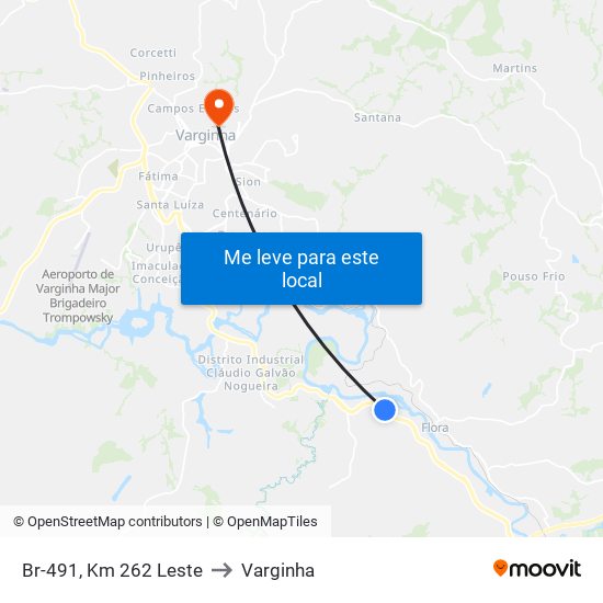 Br-491, Km 262 Leste to Varginha map