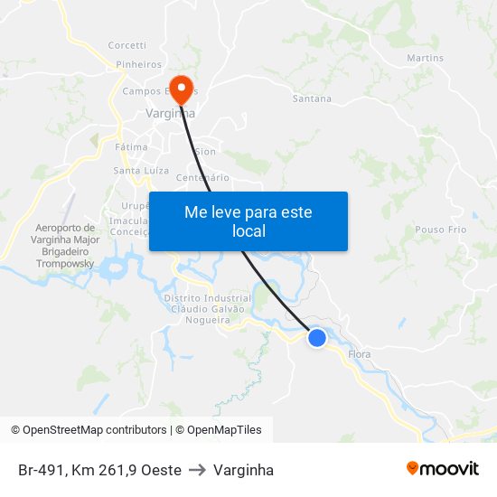 Br-491, Km 261,9 Oeste to Varginha map