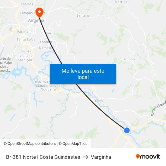 Br-381 Norte | Costa Guindastes to Varginha map