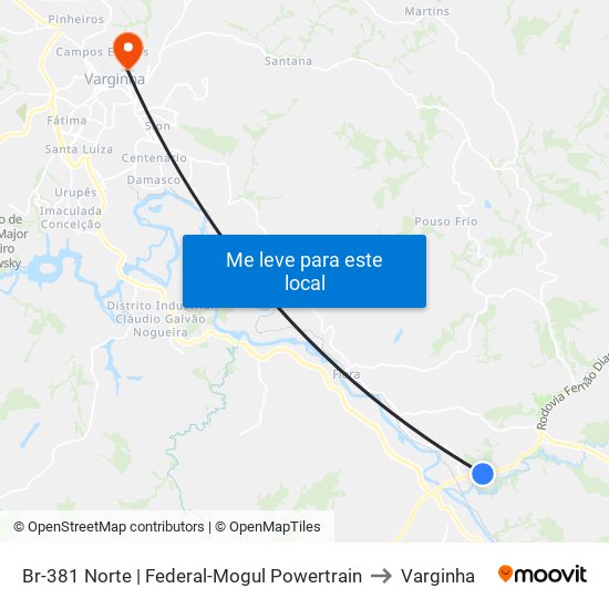 Br-381 Norte | Federal-Mogul Powertrain to Varginha map