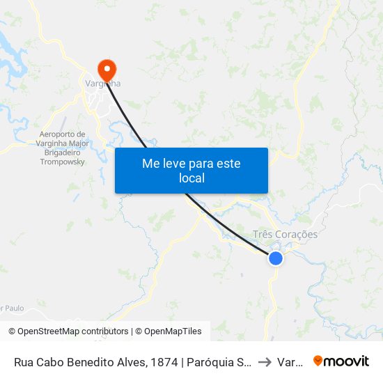 Rua Cabo Benedito Alves, 1874 | Paróquia Sagrado Coração De Jesus to Varginha map