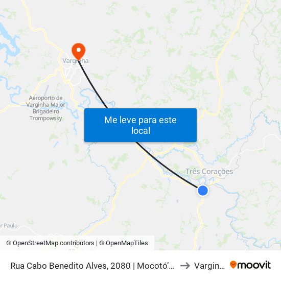 Rua Cabo Benedito Alves, 2080 | Mocotó’S Bar to Varginha map