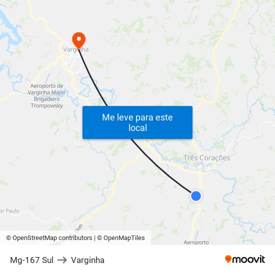 Mg-167 Sul to Varginha map