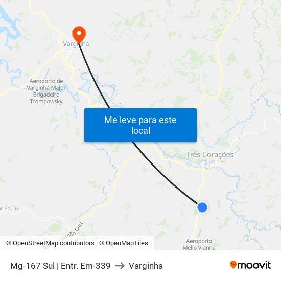 Mg-167 Sul | Entr. Em-339 to Varginha map