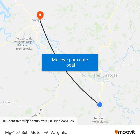 Mg-167 Sul | Motel to Varginha map