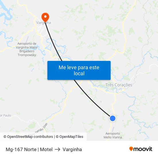 Mg-167 Norte | Motel to Varginha map