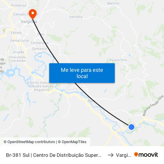 Br-381 Sul | Centro De Distribuição Supermercados B.H. to Varginha map