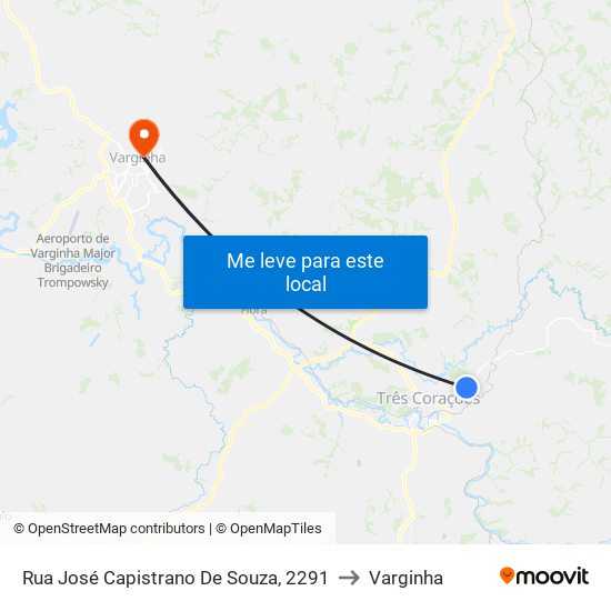 Rua José Capistrano De Souza, 2291 to Varginha map