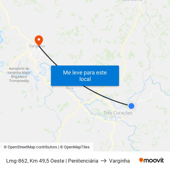 Lmg-862, Km 49,5 Oeste | Penitenciária to Varginha map