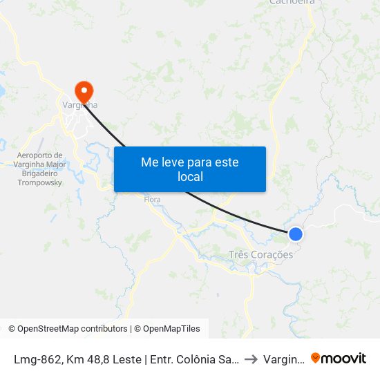 Lmg-862, Km 48,8 Leste | Entr. Colônia Santa Fé to Varginha map