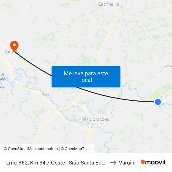 Lmg-862, Km 34,7 Oeste | Sítio Santa Edwiges to Varginha map