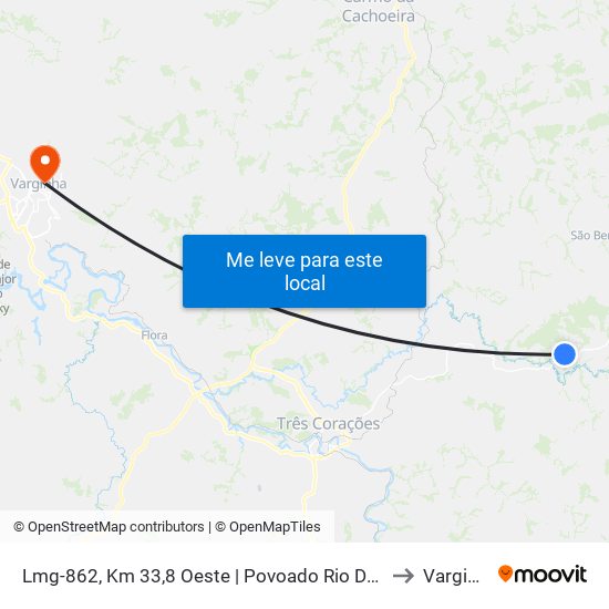 Lmg-862, Km 33,8 Oeste | Povoado Rio Do Peixe to Varginha map