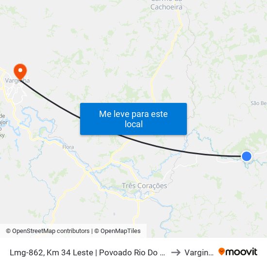 Lmg-862, Km 34 Leste | Povoado Rio Do Peixe to Varginha map