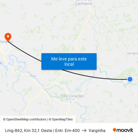Lmg-862, Km 32,1 Oeste | Entr. Em-400 to Varginha map