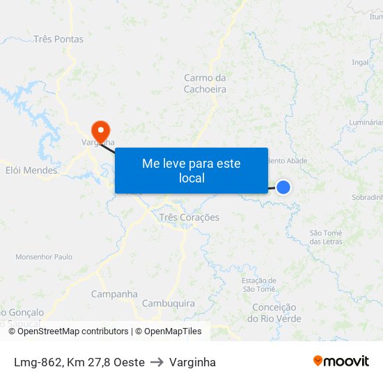Lmg-862, Km 27,8 Oeste to Varginha map