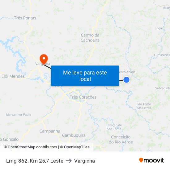 Lmg-862, Km 25,7 Leste to Varginha map