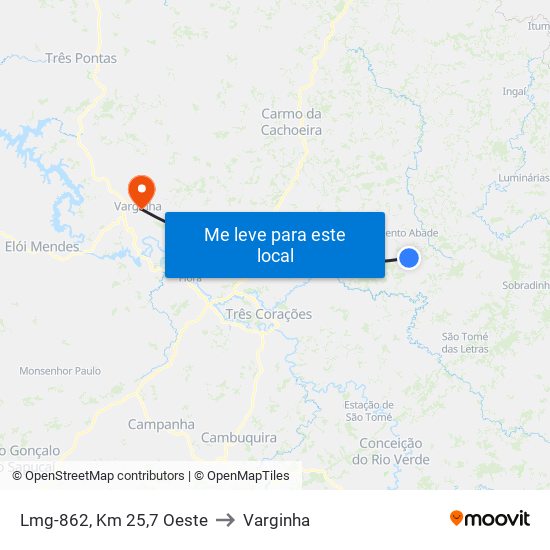 Lmg-862, Km 25,7 Oeste to Varginha map