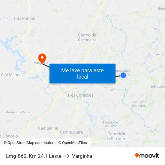 Lmg-862, Km 24,1 Leste to Varginha map