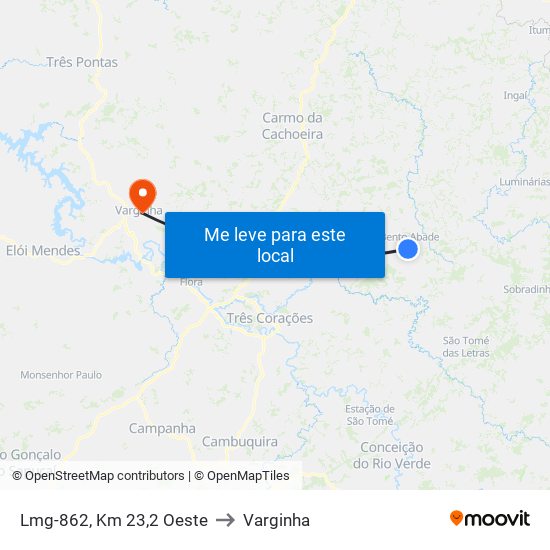 Lmg-862, Km 23,2 Oeste to Varginha map