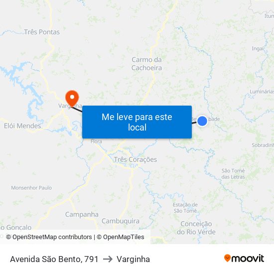 Avenida São Bento, 791 to Varginha map
