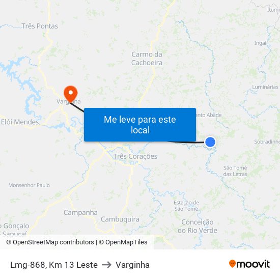 Lmg-868, Km 13 Leste to Varginha map