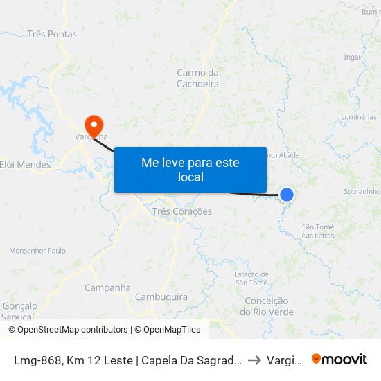 Lmg-868, Km 12 Leste | Capela Da Sagrada Família to Varginha map