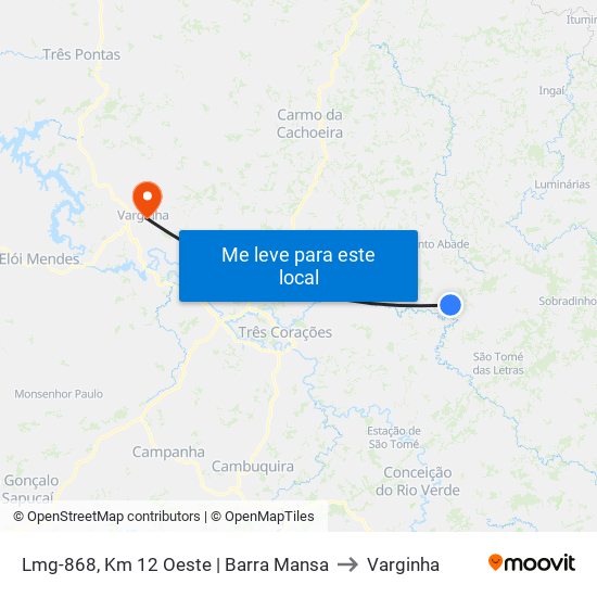 Lmg-868, Km 12 Oeste | Barra Mansa to Varginha map