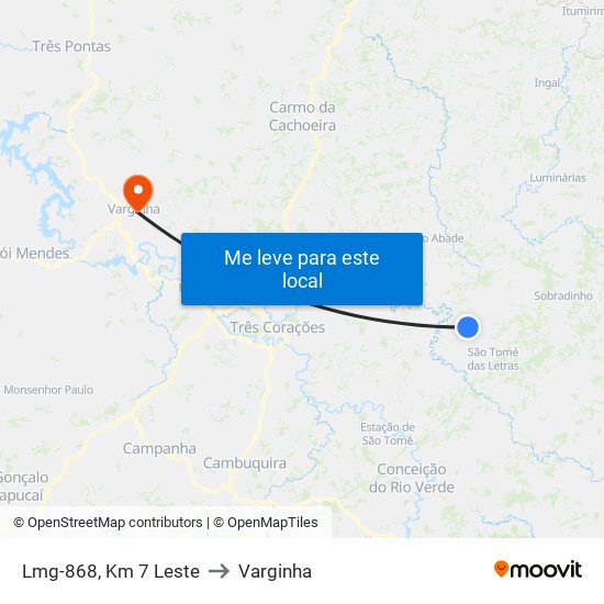 Lmg-868, Km 7 Leste to Varginha map