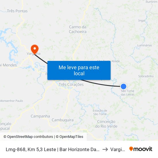 Lmg-868, Km 5,3 Leste | Bar Horizonte Das Pedras to Varginha map