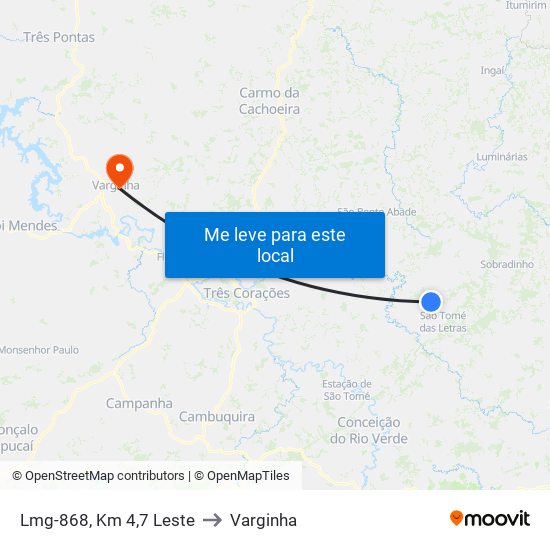Lmg-868, Km 4,7 Leste to Varginha map