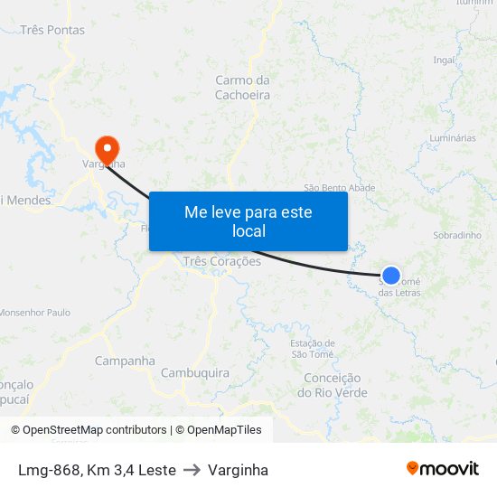 Lmg-868, Km 3,4 Leste to Varginha map