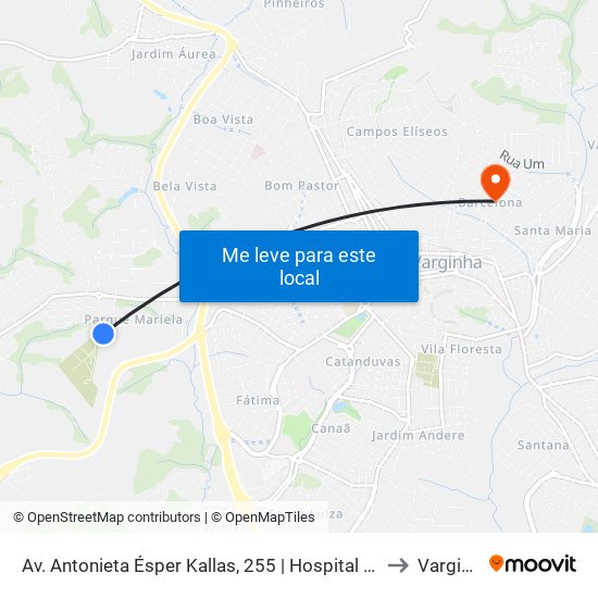 Av. Antonieta Ésper Kallas, 255 | Hospital Varginha to Varginha map