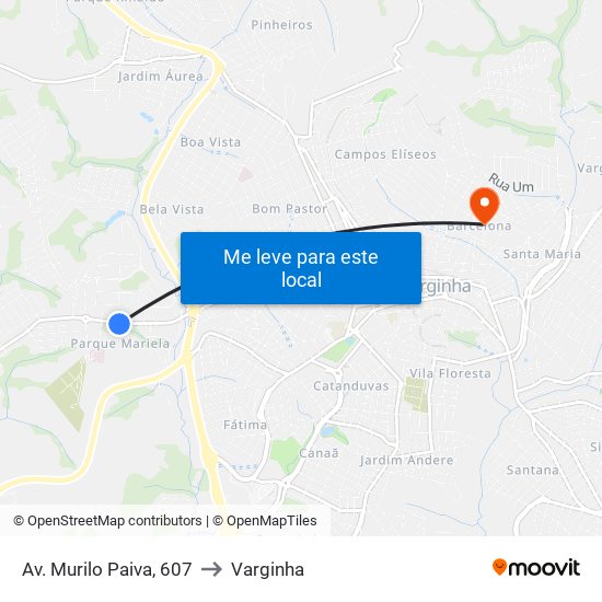 Av. Murilo Paiva, 607 to Varginha map