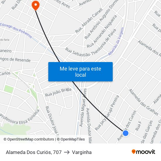 Alameda Dos Curiós, 707 to Varginha map