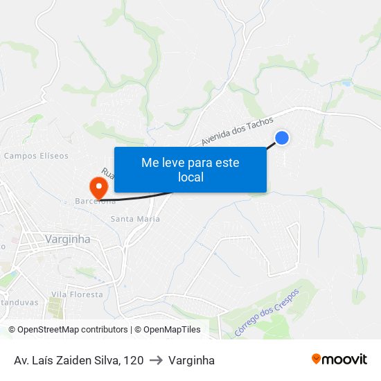 Av. Laís Zaiden Silva, 120 to Varginha map