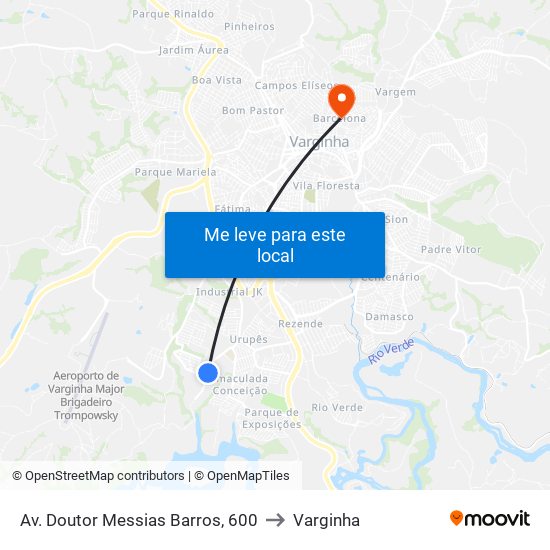 Av. Doutor Messias Barros, 600 to Varginha map