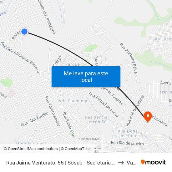 Rua Jaime Venturato, 55 | Sosub - Secretaria Municipal De Obras E Serviços Urbanos to Varginha map