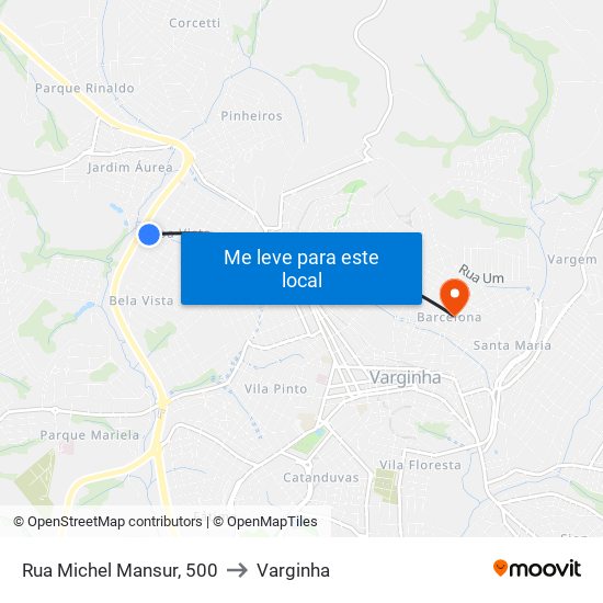 Rua Michel Mansur, 500 to Varginha map