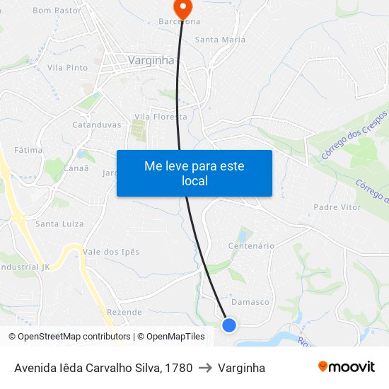 Avenida Iêda Carvalho Silva, 1780 to Varginha map