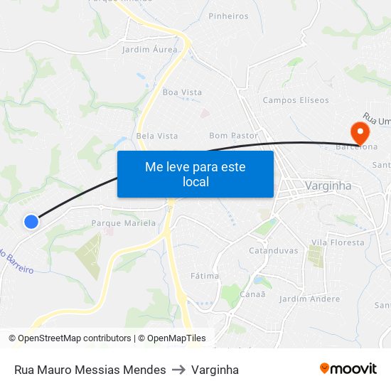 Rua Mauro Messias Mendes to Varginha map