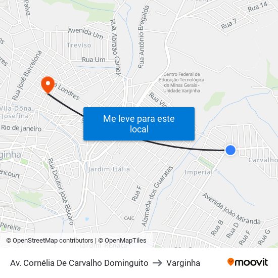 Av. Cornélia De Carvalho Dominguito to Varginha map